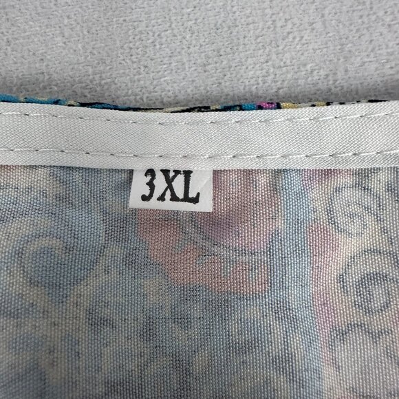 Colorful Bohemian Print Womens Top Size 3XL Short Sleeve 100% Polyester - Picture 3 of 5